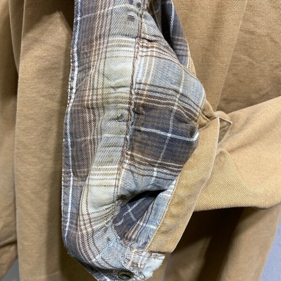 VINTAGE LL Bean Flannel Lined Work Shirt Jac Jacket Brown XXL Duck Heavy Duty - Picture 7 of 12
